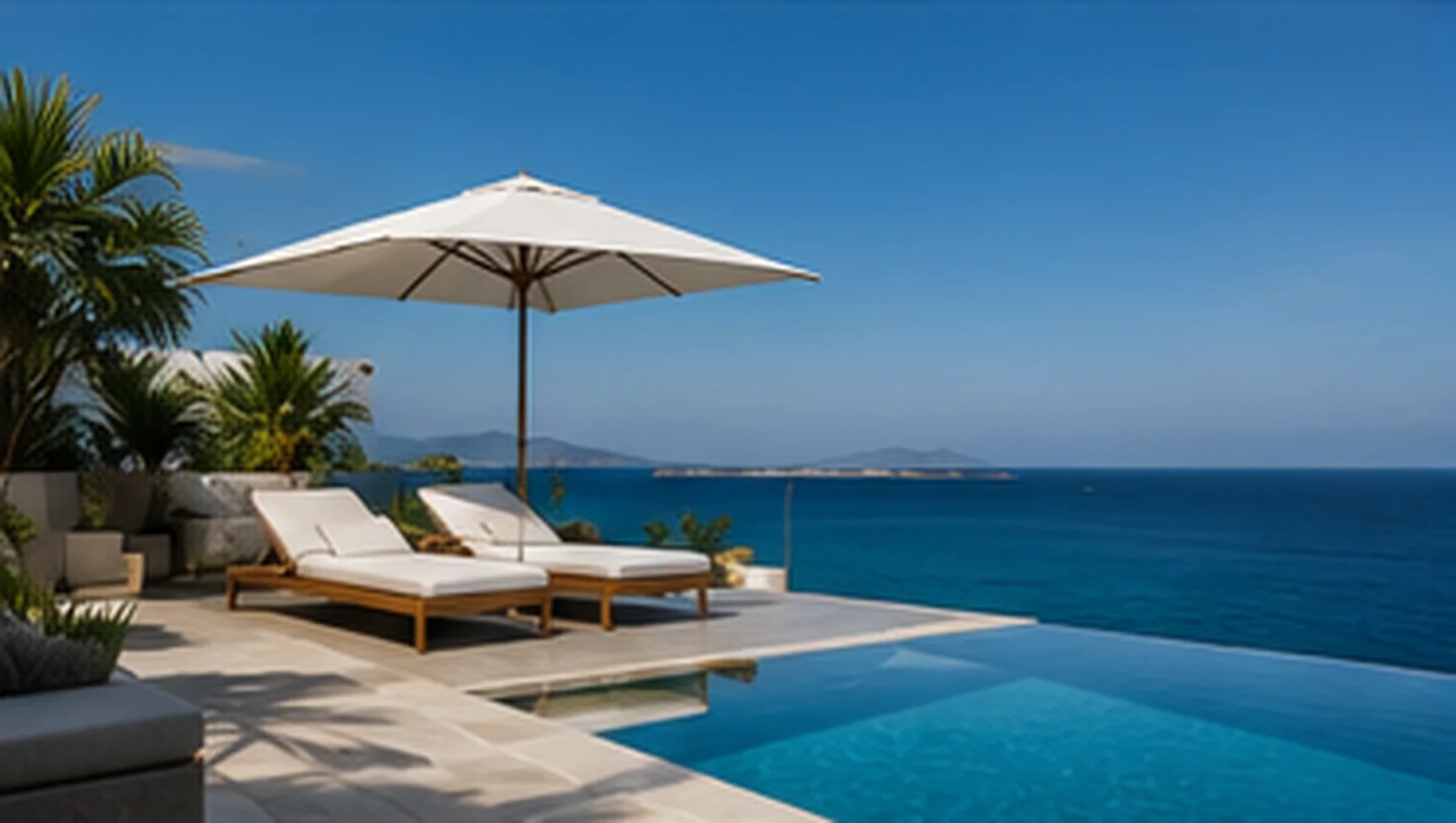 Infinity pool merging with the sea horizon
